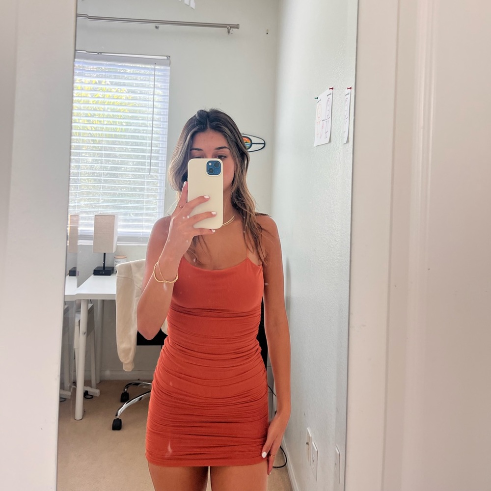 Burnt orange Oh Polly bodycon dress
